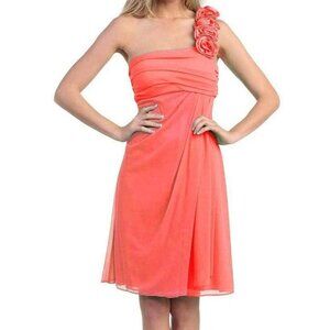 NWT Eureka Fashion 1801 Chiffon Matte Jersey Cocktail Dress Orange Size M